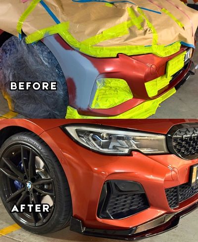 BMW 3 Series car scratch repair for bumper damage