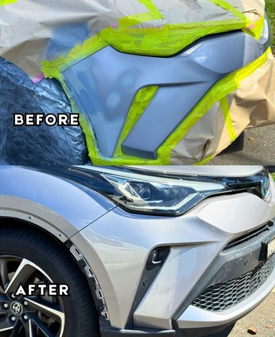BMW X5 car scratch repair for number plate and flare damage