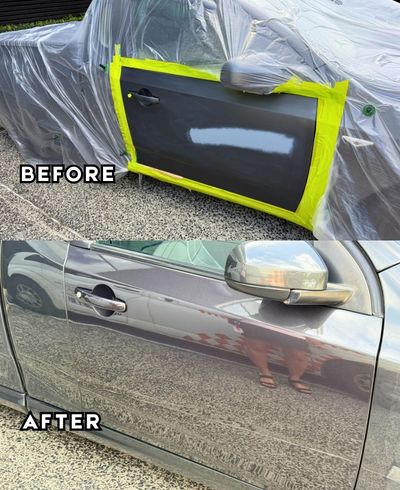 Ford Falcon car scratch repair on door in Belrose
