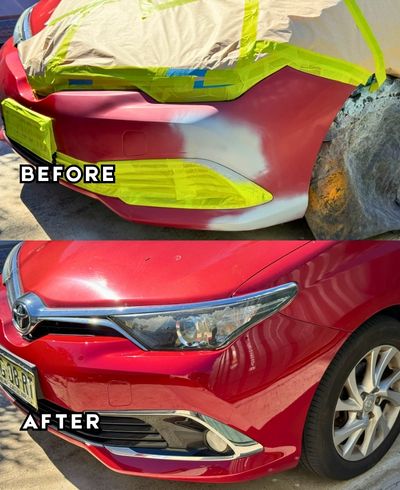 Toyota Corolla emergency same-day repair for left corner bumper damage in Hurstville