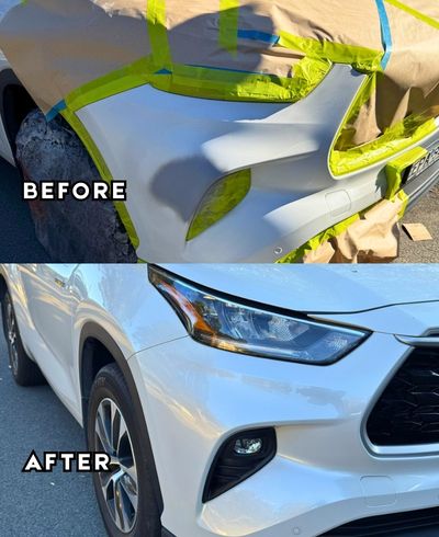 Toyota Kluger car paint repair for three-layer pearl corner bumper damage in Balgowlah