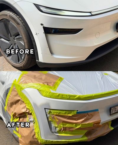 Tesla Model 3 front bumper scratch repair